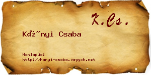 Kányi Csaba névjegykártya